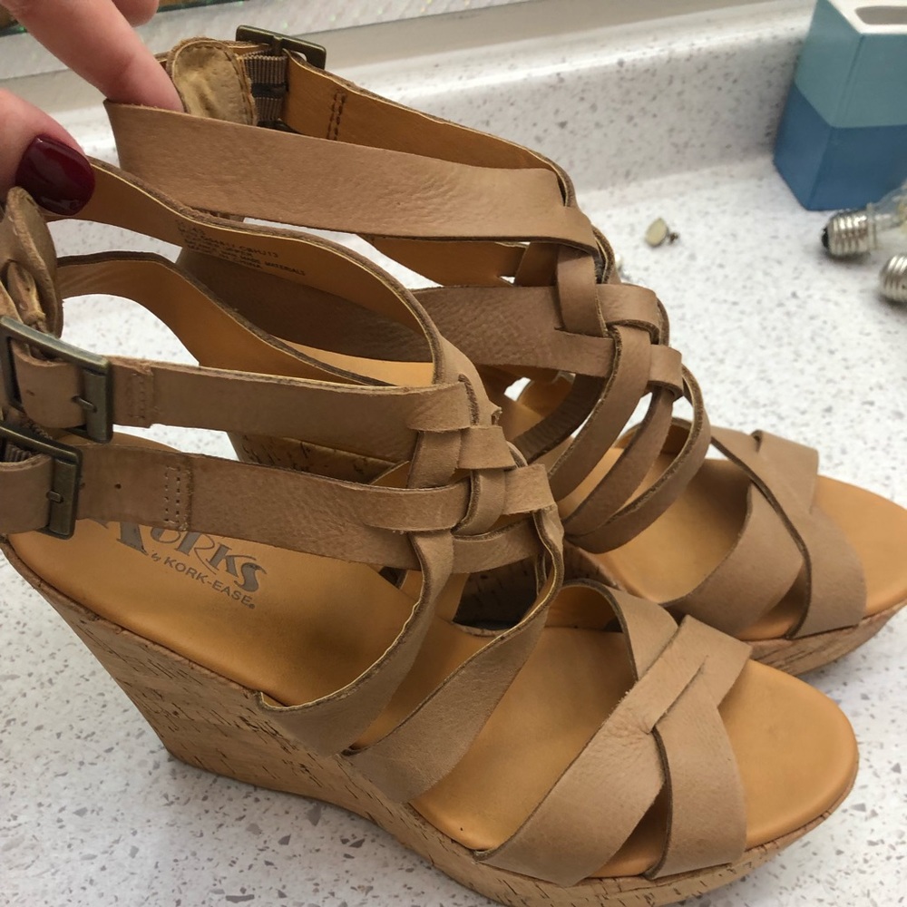Tan Wedges Cork 5 inch 6 inch